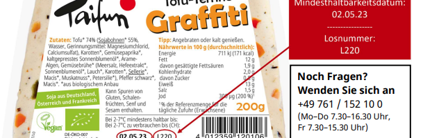 vergleiche produktrückruf taifun-tofu